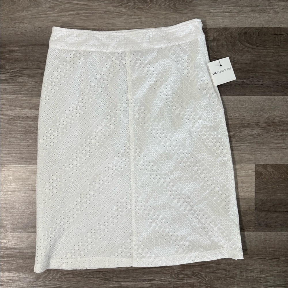 Liz Claiborne White Eyelet Pencil Skirt